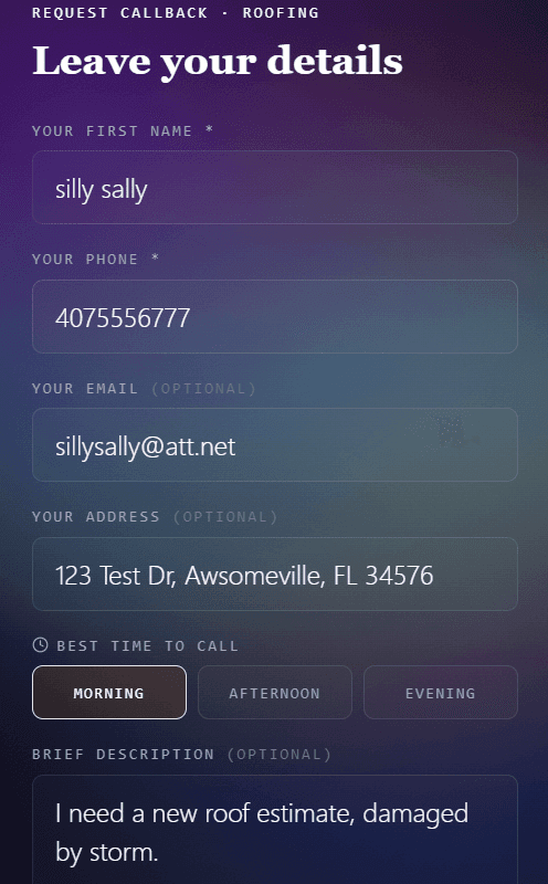 Mobile resident landing page after scanning postcard QR